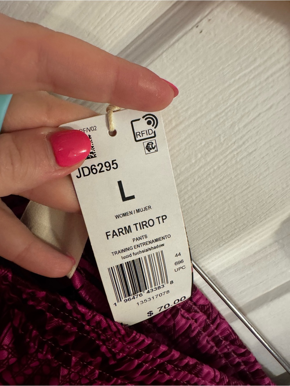 Adidas x Farm Rio Magenta Athletic Track Pants with Gold Stripes - Picture 3 of 4
